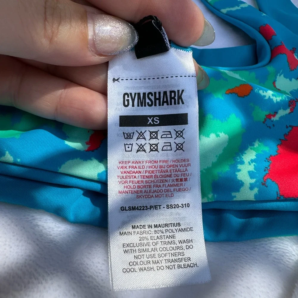 NWT- Gymshark blue/green/red reversible bikini‎ top.